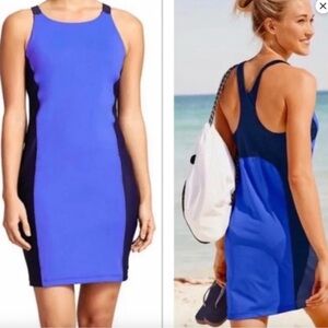 💙💙Athleta Royal & Navy Blue Color-block Racerback Sport Dress Size Small💙💙
